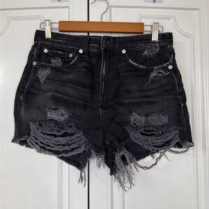 Rag & Bone Distressed Black Denim Womens Shorts